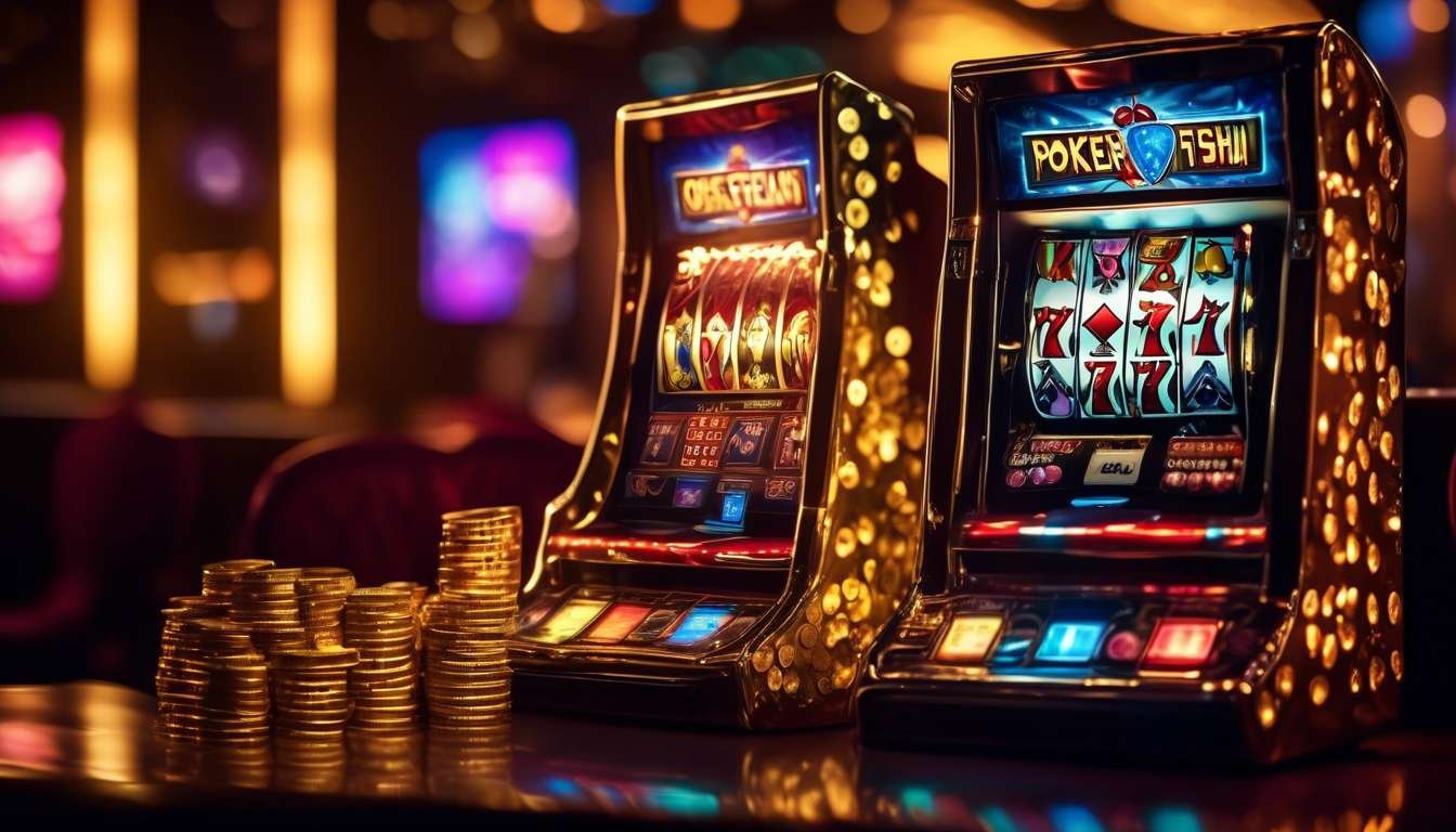 Simbol Diamond emas bersinar di tengah gulungan permainan